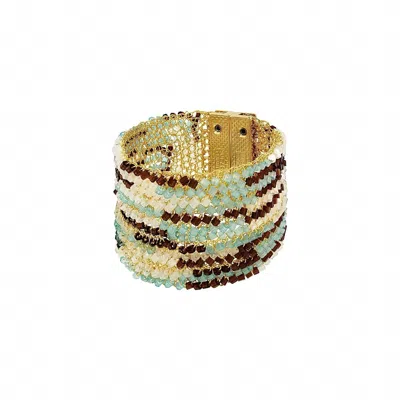 Lavish By Tricia Milaneze Women's Buttercup Maxi Handmade Crochet Bracelet In Blue & Gold In Multi
