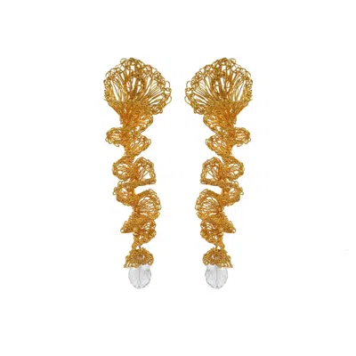 Lavish By Tricia Milaneze Women's Clear & Gold Ella Handmade Earrings