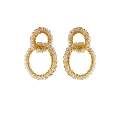 Lavish By Tricia Milaneze Women's Clear & Gold Ellie Handmade Earrings In Burgundy