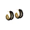 Lavish By Tricia Milaneze Women's Gold / Black Black & Gold Nina Handmade Crochet Double Hoops