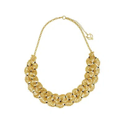 Lavish By Tricia Milaneze Women's Gold / Black Black & Gold Shells Handmade Crochet Necklace In Multi