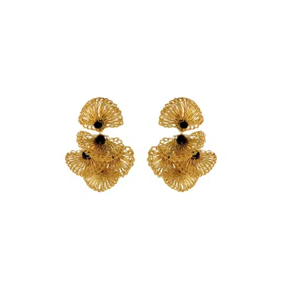 Lavish By Tricia Milaneze Women's Gold / Black Black & Gold Shells Mini Crochet Earrings