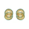 Lavish By Tricia Milaneze Women's Gold / Blue Azure Blue & Gold Minerva Duo Handmade Crochet Earrings