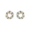 Lavish By Tricia Milaneze Women's Gold / Blue / White Seafoam Blue Mix Helix Post Handmade Crochet Earrings