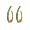Lavish By Tricia Milaneze Women's Gold / Green / Blue Turquoise & Gold Ovaly Hoops Handmade Crochet Earrings