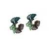 Lavish By Tricia Milaneze Women's Gold / Green / Brown Green Mix Rio Hoops Handmade Crochet Earrings