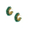 Lavish By Tricia Milaneze Women's Gold / Green Emerald Green & Gold Dandelion Hoops Handmade Earrings