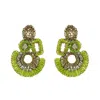 Lavish By Tricia Milaneze Women's Gold / Green Neon Green Mix Althea Handmade Crochet Earrings
