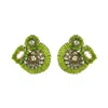 Lavish By Tricia Milaneze Women's Gold / Green Neon Green Mix Althea Post Handmade Crochet Earrings