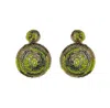 Lavish By Tricia Milaneze Women's Gold / Green Neon Green Mix Dahlia Handmade Earrings