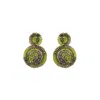 Lavish By Tricia Milaneze Women's Gold / Green Neon Green Mix Dahlia Mini Handmade Crochet Earrings