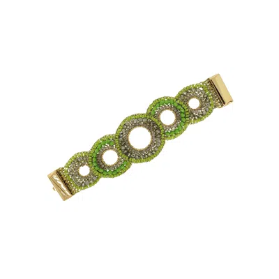 Lavish By Tricia Milaneze Women's Gold / Green Neon Green Mix Gush Handmade Crochet Bracelet