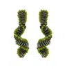 Lavish By Tricia Milaneze Women's Gold / Green Neon Green Mix Helix Handmade Crochet Earrings