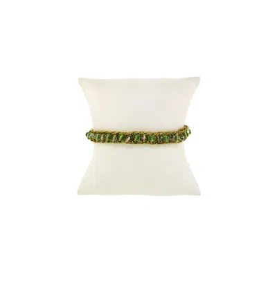 Lavish By Tricia Milaneze Women's Gold / Green Neon Green Mix Molly Handmade Crochet Bracelet