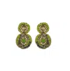 Lavish By Tricia Milaneze Women's Gold / Green Neon Green Mix Patch Mini Handmade Crochet Earrings