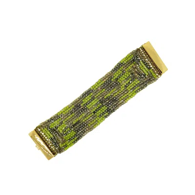 Lavish By Tricia Milaneze Women's Gold / Green Neon Green Mix Signature Handmade Crochet Bracelet