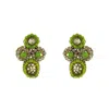Lavish By Tricia Milaneze Women's Gold / Green Neon Green Mix Tyche Post Handmade Crochet Earrings