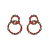 Lavish By Tricia Milaneze Women's Gold / Green / Pink Sunset Coral Mix High Roller Handmade Crochet Earrings