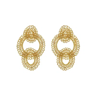 Lavish By Tricia Milaneze Women's Gold / Neutrals All Gold Artemis Round Handmade Crochet Earrings