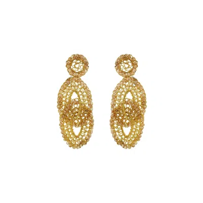 Lavish By Tricia Milaneze Women's Gold / Neutrals Amber & Gold Minerva Handmade Crochet Earrings