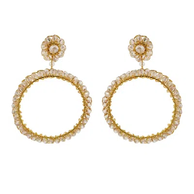 Lavish By Tricia Milaneze Women's Gold / Neutrals Clear & Gold Leah Maxi Handmade Crochet Earrings