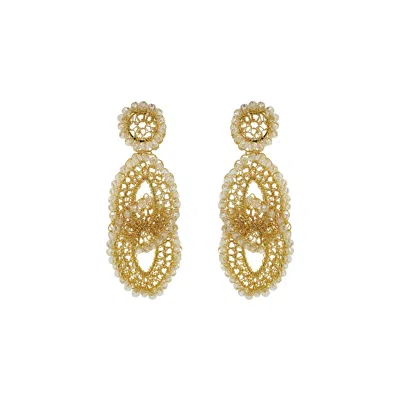 Lavish By Tricia Milaneze Women's Gold / Neutrals Clear & Gold Minerva Handmade Crochet Earrings
