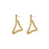 Lavish By Tricia Milaneze Women's Gold / Neutrals Clear & Gold Trigono Hoops Handmade Crochet Earrings