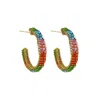 Lavish By Tricia Milaneze Women's Gold / Neutrals Confetti Mix Maya Hoops Handmade Crochet Earrings In Gold