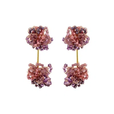 Lavish By Tricia Milaneze Women's Gold / Pink / Purple Breeze Lavender Mix Agatha Handmade Crochet Earrings
