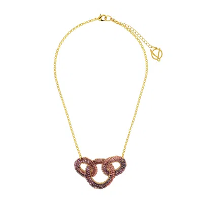 Lavish By Tricia Milaneze Women's Gold / Pink / Purple Breeze Lavender Mix Artemis Handmade Crochet Necklace
