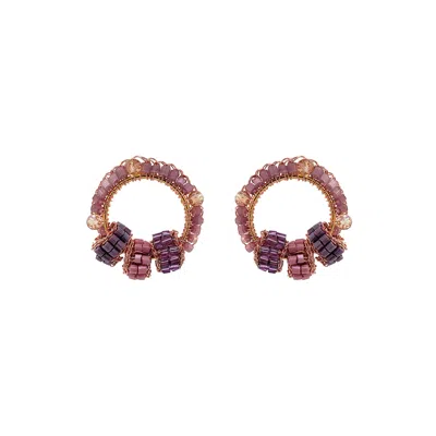 Lavish By Tricia Milaneze Women's Gold / Pink / Purple Breeze Lavender Mix High Roller Trio Posts Handmade Earrings