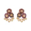 Lavish By Tricia Milaneze Women's Gold / Pink / Purple Breeze Lavender Mix Royal Flush Handmade Crochet Earrings