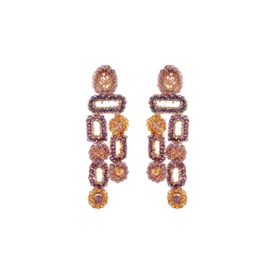 Lavish By Tricia Milaneze Women's Gold / Pink / Purple Breeze Lavender Mix Tyche Handmade Crochet Earrings