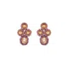 Lavish By Tricia Milaneze Women's Gold / Pink / Purple Breeze Lavender Mix Tyche Post Handmade Crochet Earrings