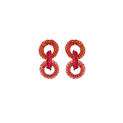 Lavish By Tricia Milaneze Women's Gold / Pink / Purple Neon Fuchsia Mix Lola Handmade Crochet Earrings