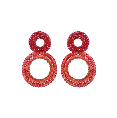 Lavish By Tricia Milaneze Women's Gold / Pink / Purple Neon Fuchsia Mix Nyx Handmade Crochet Earrings In Multi