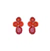 Lavish By Tricia Milaneze Women's Gold / Pink / Purple Neon Fuchsia Mix Tyche Post Handmade Crochet Earrings