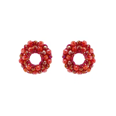 Lavish By Tricia Milaneze Women's Gold / Pink / Purple Neon Fuchsia Mix Zoe Handmade Earrings