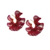 Lavish By Tricia Milaneze Women's Gold / Red Red Velvet Rio Hoops Handmade Crochet Earrings