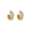 Lavish By Tricia Milaneze Women's Gold / White Pearl & Gold Dandelions Hoops Handmade Earrings