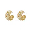 Lavish By Tricia Milaneze Women's Gold / White Pearl & Gold Mix Olympia Hoops Handmade Crochet Earrings