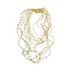 Lavish By Tricia Milaneze Women's Gold / White Pearl & Gold Multi-strings Handmade Crochet Necklace