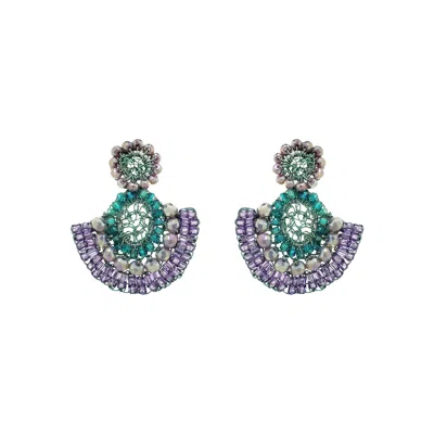 Lavish By Tricia Milaneze Women's Green / Blue / Pink Neon Turquoise Mix Althea Mini Dangle Handmade Earrings