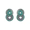 Lavish By Tricia Milaneze Women's Green / Blue / Pink Neon Turquoise Mix Gush Small Handmade Crochet Earrings