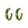 Lavish By Tricia Milaneze Women's Green / Gold Jade Green Mix Maya Hoops Handmade Crochet Earrings In Multi