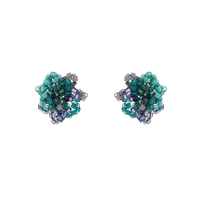 Lavish By Tricia Milaneze Women's Green / Pink / Purple Neon Turquoise Mix Abbey Post Handmade Earrings