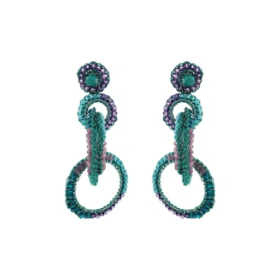 Lavish By Tricia Milaneze Women's Green / Pink / Purple Neon Turquoise Mix Grace Handmade Crochet Earrings