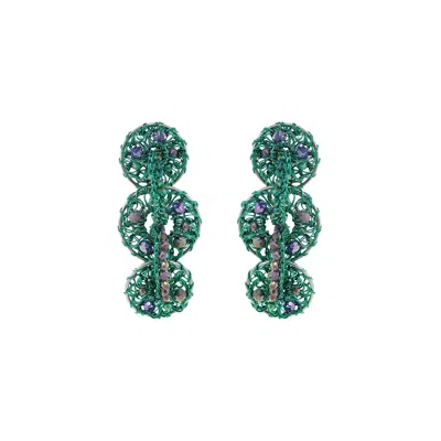 Lavish By Tricia Milaneze Women's Green / Pink / Purple Neon Turquoise Mix Moira Cascade Handmade Earrings