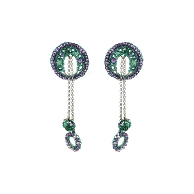 Lavish By Tricia Milaneze Women's Green / Pink / Purple Neon Turquoise Mix Moira Dangle Handmade Earrings In Multi