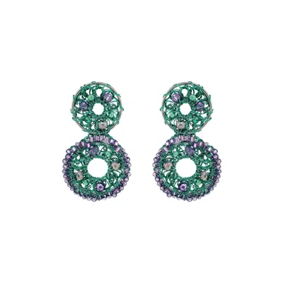 Lavish By Tricia Milaneze Women's Green / Pink / Purple Neon Turquoise Mix Moira Handmade Earrings